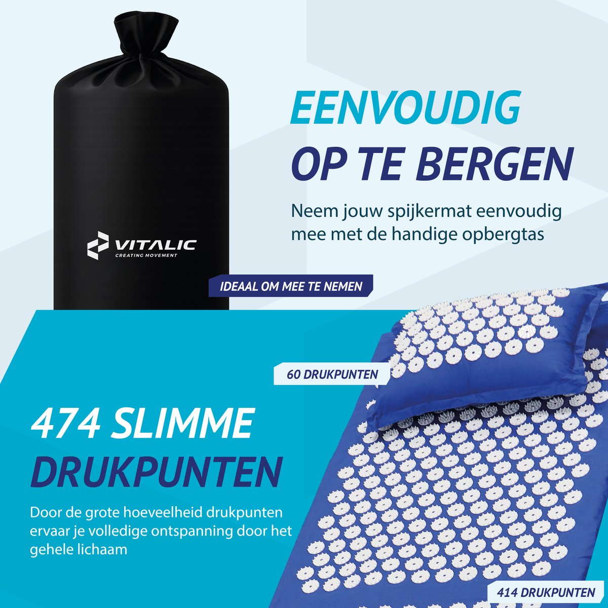 XL Spijkermat met Massage bal - Vitalic - Vitalic