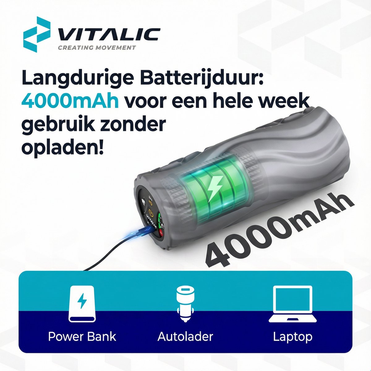 Vibrerende elektrische foam roller - Vitalic