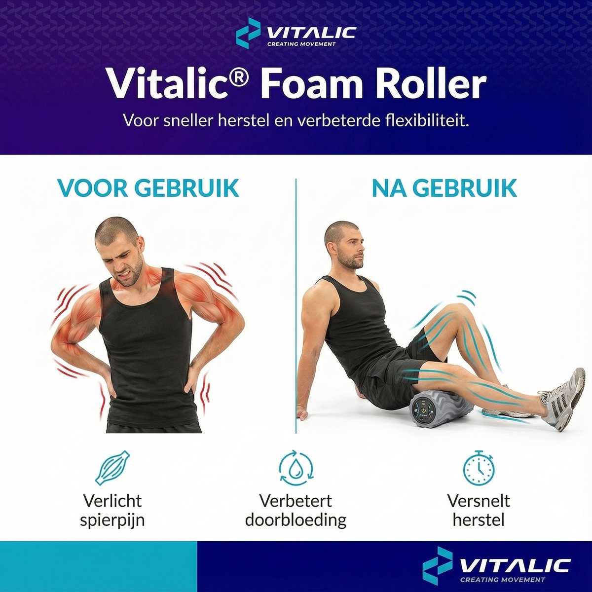 Vibrerende elektrische foam roller - Vitalic