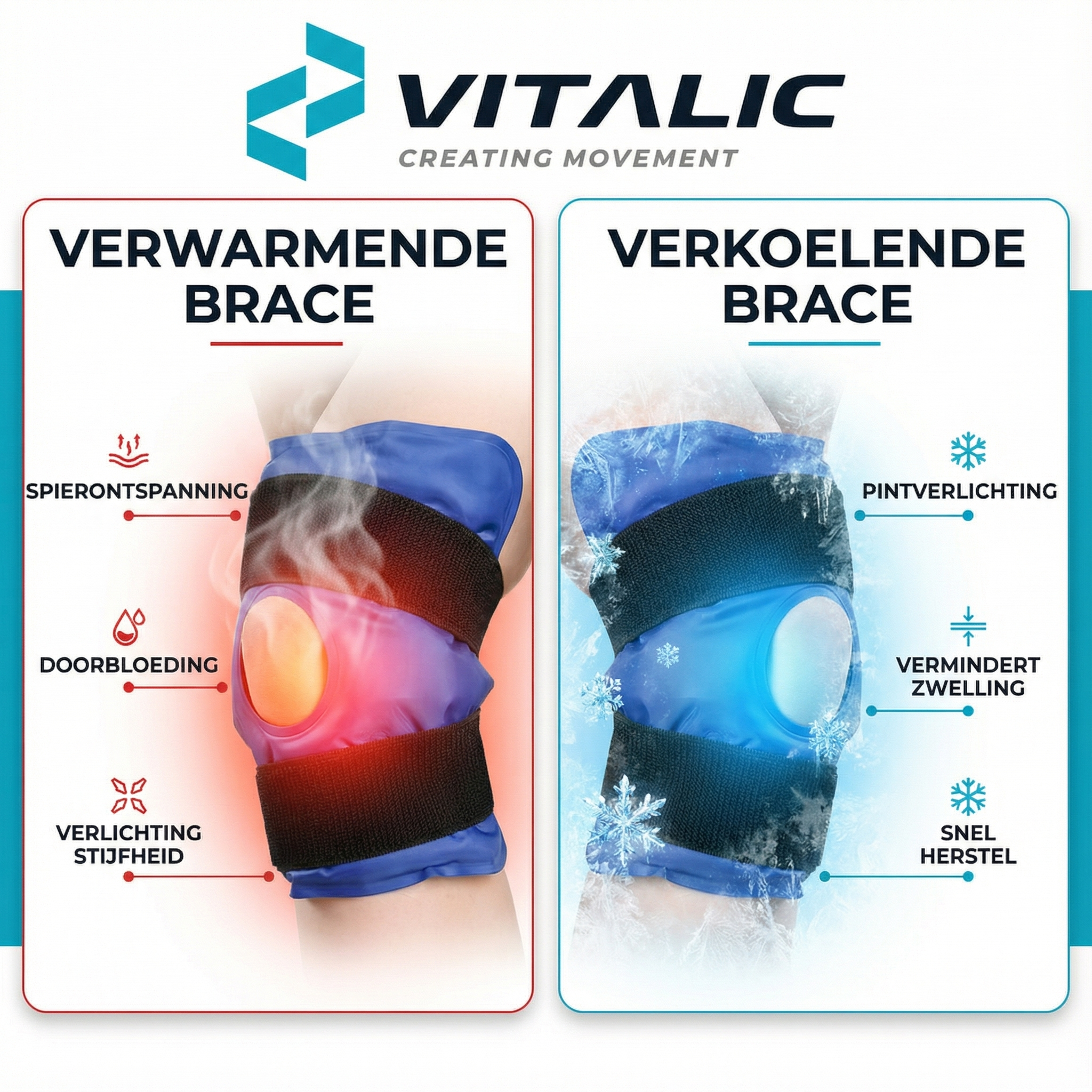 Gelpack verkoelende kniebrace | Vitalic - Vitalic