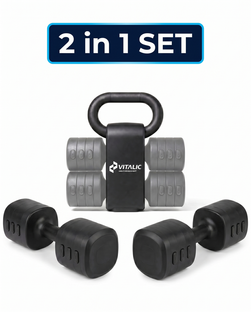 2-in-1 Dumbbell & Kettlebell Set | Vitalic - Vitalic