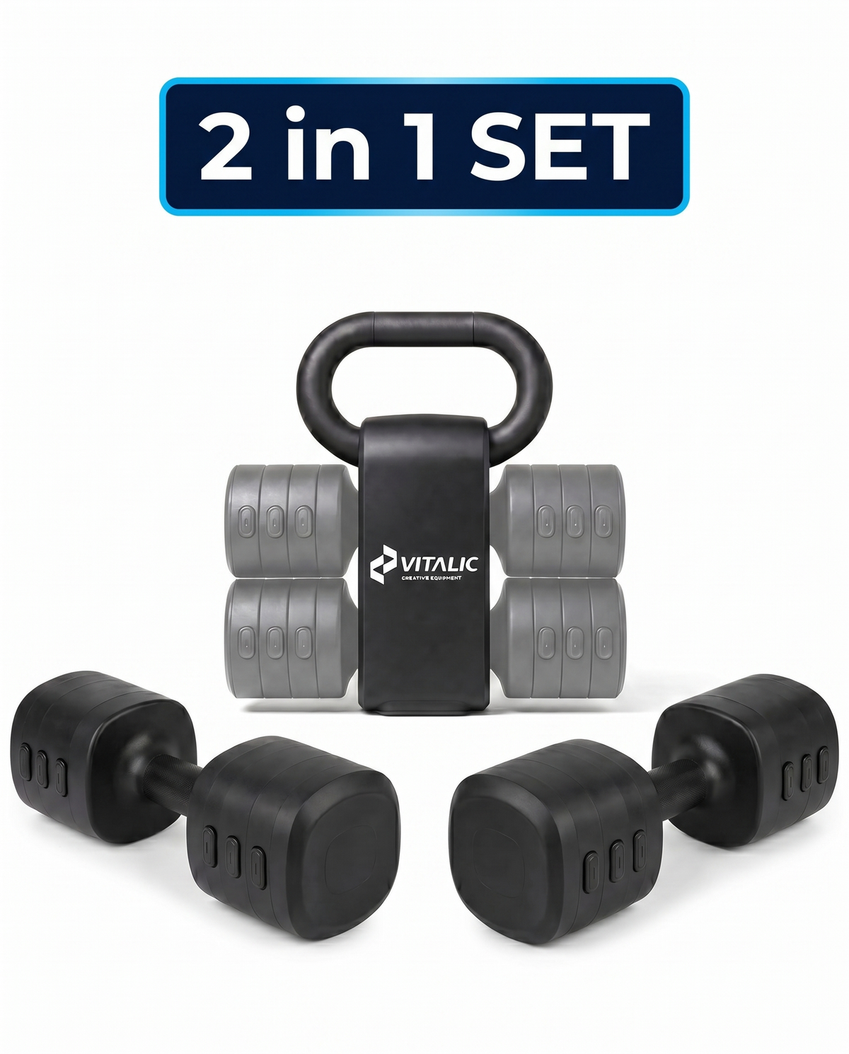 2-in-1 Dumbbell & Kettlebell Set | Vitalic - Vitalic