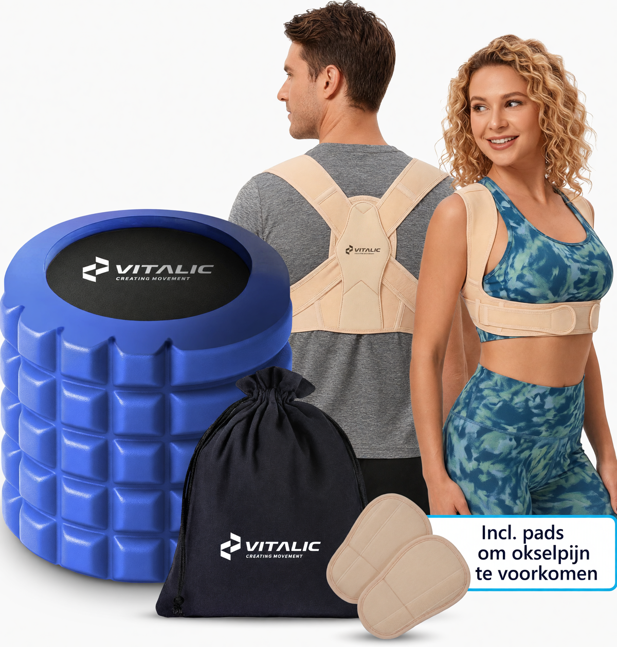 Foam roller + Postuur corrector rugbrace | Vitalic